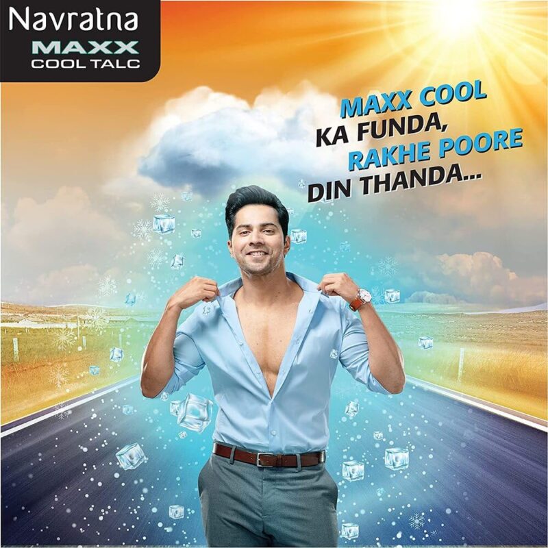 Navratna Maxx Cool Talc | Talcum Powder | Body Odour Protection & Strong Cooling Effect | Long Lasting Freshness & Fragrance, 400gm - Image 5