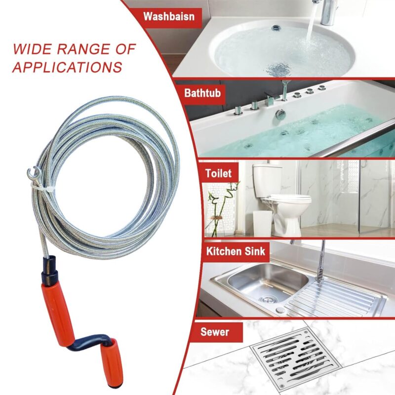 B.K.Jagan and Co Metal Sink & Drain Cleaner Spring Wire Sink Cleaner Snake Unblocker Hair Drain Cleaner 5 Mtr. Length - Image 2
