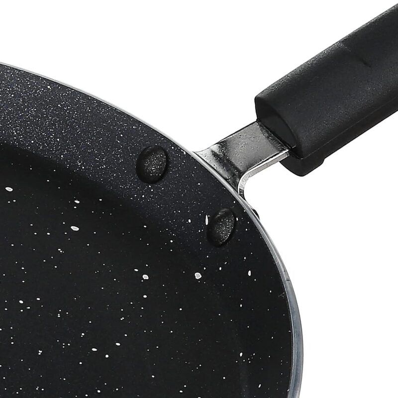 HOMETIC Non-Stick Granite Crepe Pan - Effortless Food Release, Induction Ready, PFOA & PTFEs Free, Perfect for Roti, Egg Omelet, Tortilla, Tawa, Dosa, and Flat Frying - Durable, Easy Cleaning. (BLACK) - Image 2