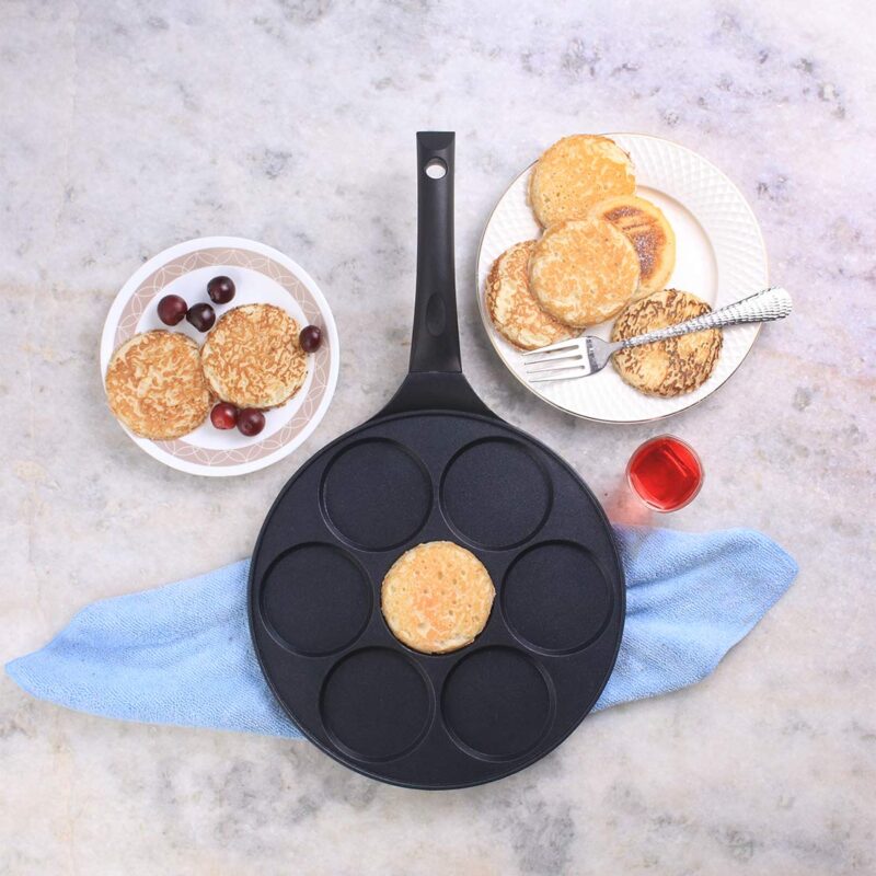 Wonderchef Inducta Multi Pan with 7 cavities | Healthy Non-stick | PFOA Free | Die-cast Body | Gas & Induction Friendly | Ideal For mini uttapams, round mini omelets, pancakes, perfect round shapes eggs, chillas, set dosas | 270 ml | 3mm Thick | 2 Year Wa - Image 3