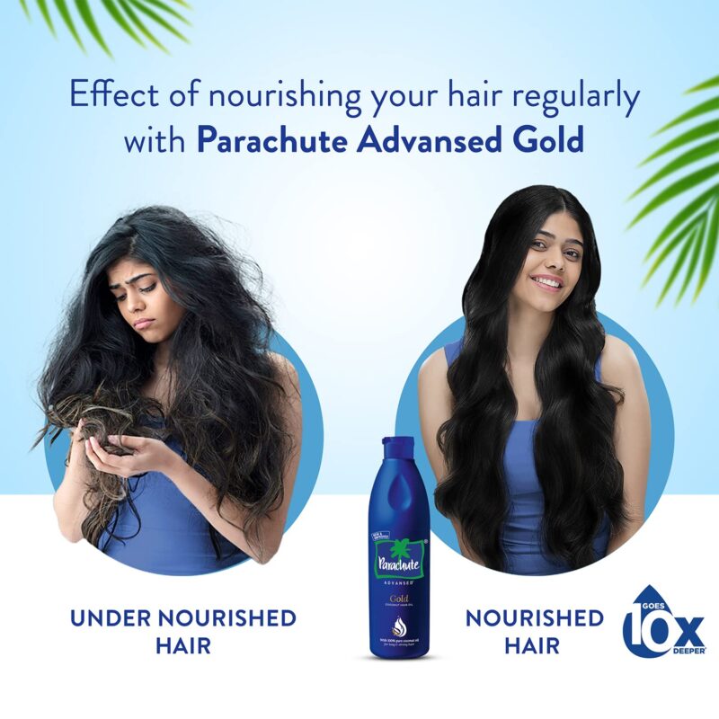 Parachute Advansed Gold Coconut Hair Oil, Pure Coconut Oil, Vitamin E for Long, Strong & Gorgeous Hair, 400 ml - Image 6