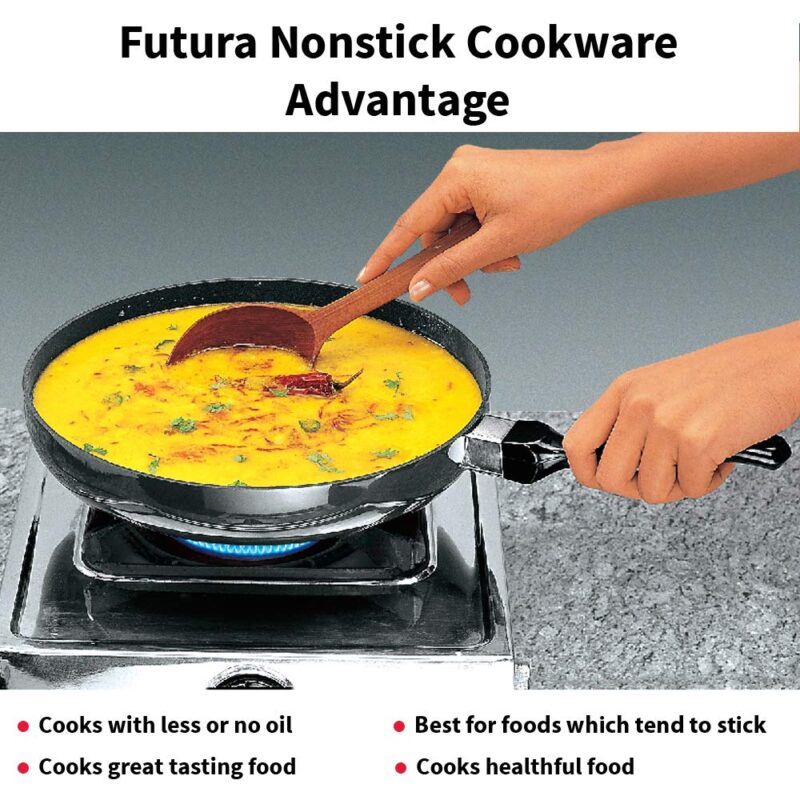 Hawkins Futura 24 cm Frying Pan, Non Stick Fry Pan, Rounded Side Frypan for Easy Stirring, Black (NF24R) - Image 5