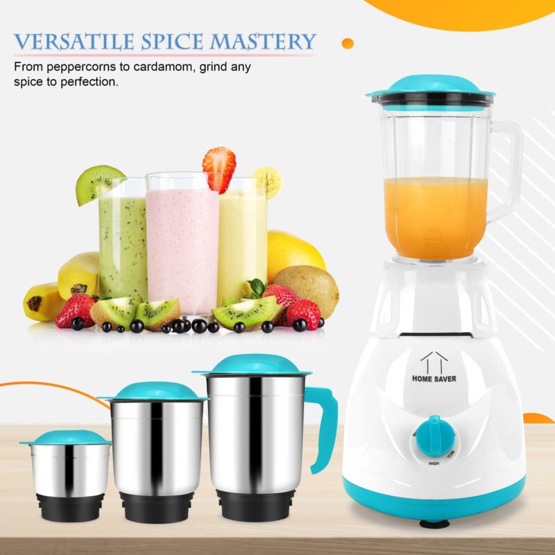 HOME SAVER 750watt HeavyDuty SuperPower Juicer Mixer Grinder With 3 Sharp Stainlees Steel and 1 Juicer Jar Set For Kitchen Grinding Mixing and Juicing | 1 Year Warranty | CD Green Color - Image 7