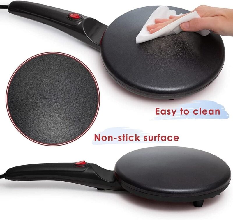 Ameedarshan Electric Crepe Maker Dosa Maker Auto Power Off|Portable Crepe Maker With Non-Stick Dipping Plate And Egg Whisk|Easy To Use For Pancakes,Chapati,Chilla,Dosa,Egg Beater ,Black,600W - Image 5