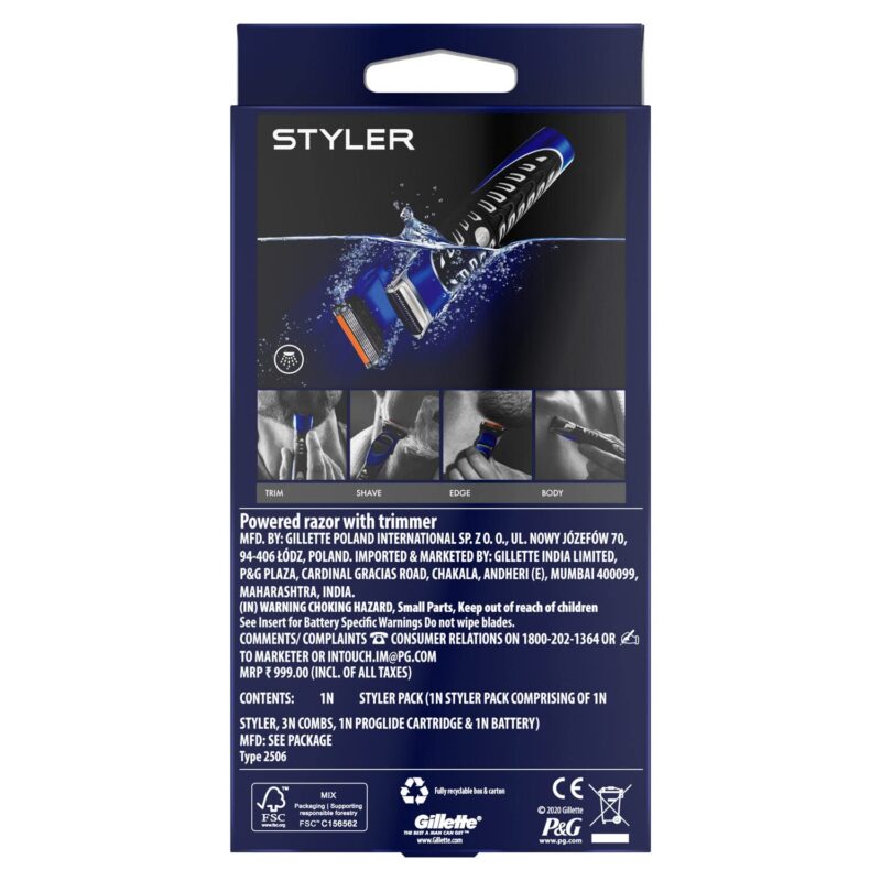 Gillette Men Fusion Proglide 4-In-1 Styler For Trimming | Shaving | Beard Edging | Body Hair Trimming Multi - Image 2