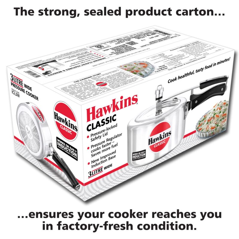 Hawkins Classic 3 Litre Inner Lid Aluminium Pressure Cooker, Induction Cooker, Wide Design Pan Cooker, Best Cooker, Silver (Icl3W), 3 Liter - Image 4