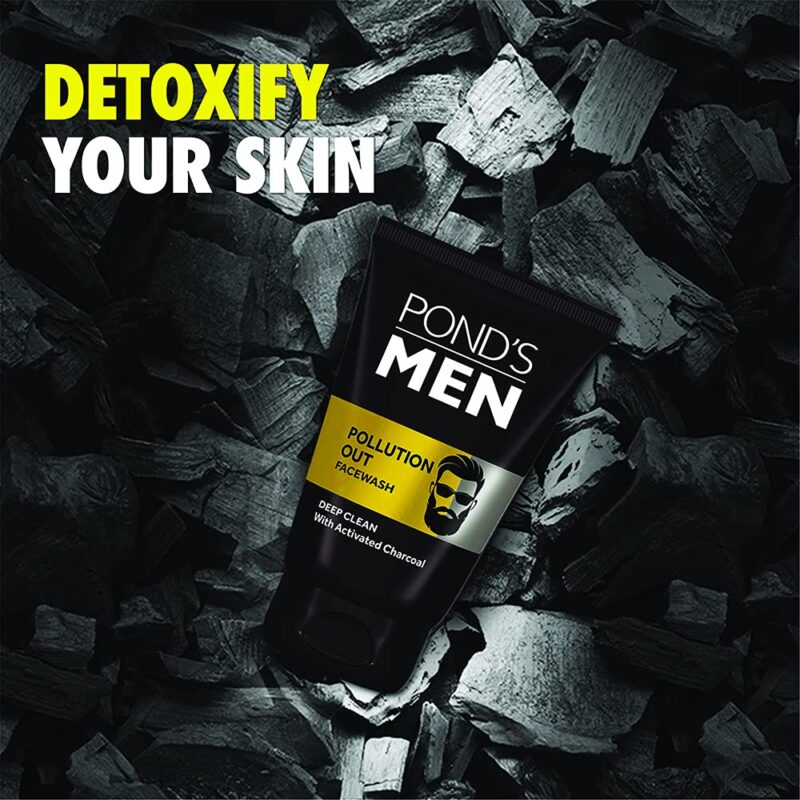 Pond's Men Pollution Out Activated Charcoal Deep Clean Facewash, 100 g - Image 5