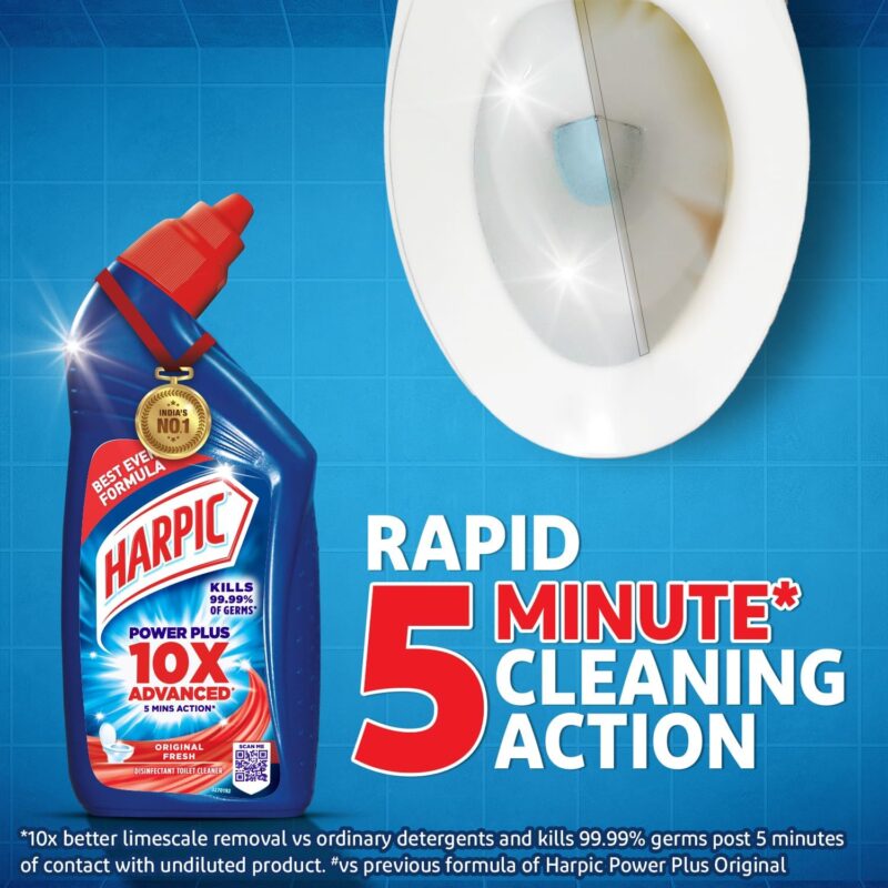 Harpic Toilet Cleaner Original, 1 L + Bathroom Cleaner Lemon - 1 L + Drain Xpert Drain Cleaning Powder (50g x 8) - Image 16