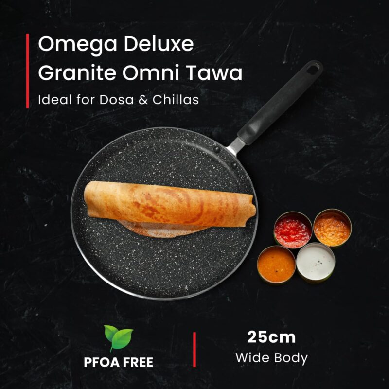 Prestige Omega Deluxe 25cm Granite Dosa Tawa|Non-Stick with 5 Layers Coating|Dishwasher Safe|Stainfree Interior|Gas & Induction Compatible|2 Years warrnty - Image 5