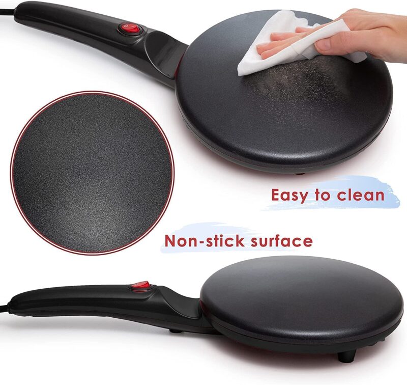 BIRZAR Nonstick Electric Griddle & Crepe Maker | Multi-Purpose Dosa, Pancake, Chapati, and Pizza Maker | Auto Power Off | Lightweight & Portable Design for Home & Outdoor Use - Image 6