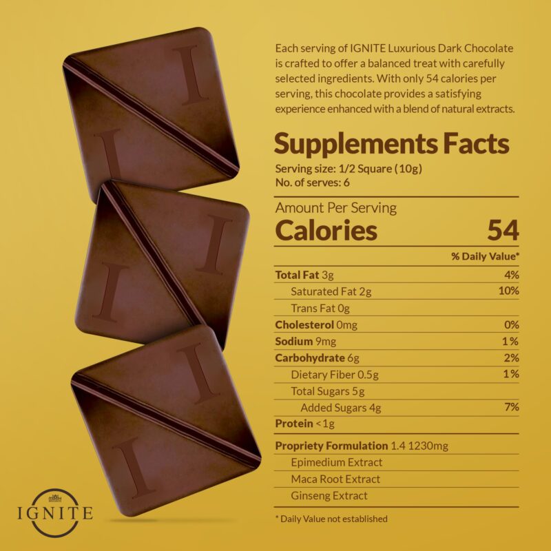 MBDH Wellness Ignite Chocolate Bars (1 Box) | Luxurious Dark Chocolate For Uplifting Mood & Vitality | Ideal For Men & Women,Vegetarian & Gluten-Free Delight, 60 Gram - Image 4