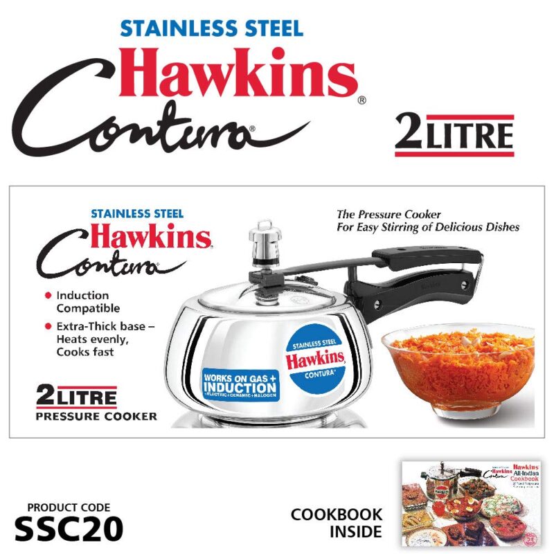Hawkins 2 Litre Contura Pressure Cooker, Stainless Steel Inner Lid Cooker, Handi Cooker, Induction Cooker, Small Cooker, Silver (SSC20) - Image 9