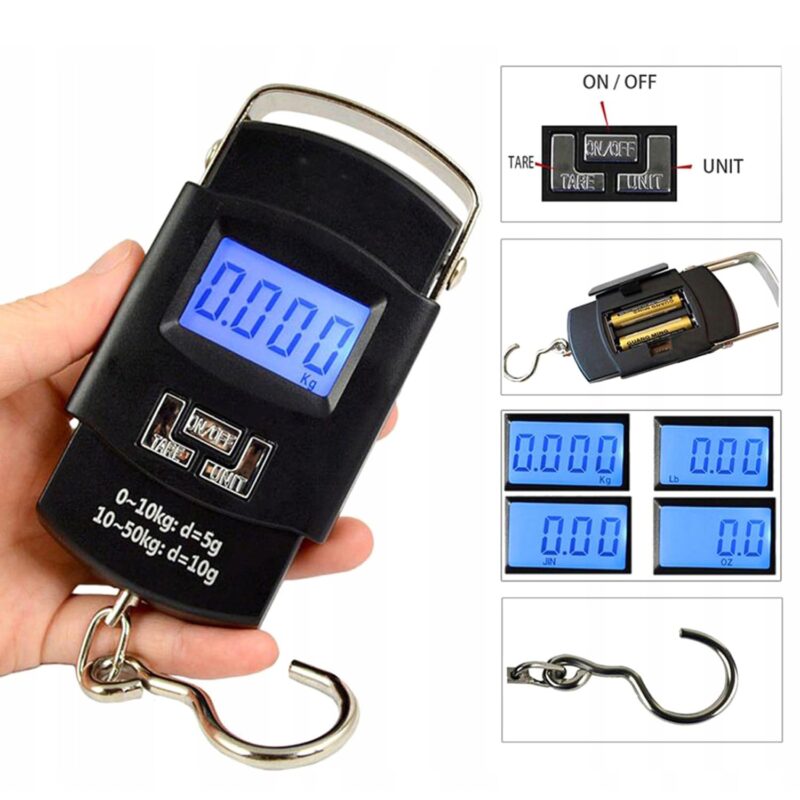 Gigawatts Portable Luggage Bag Weighing Scale 50KG Load Capacity Weight Machine with Stainless Steel Fishing Hook & Digital LED Screen Display for Bags Travel Flights Home & Kitchen (Black, 1Pc) - Image 5