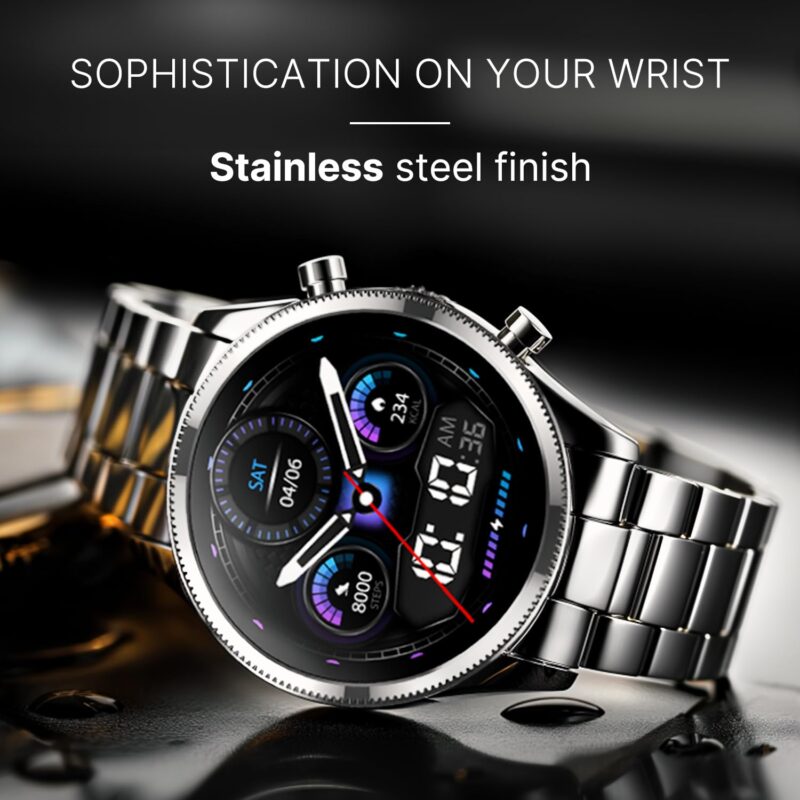Noise Halo Plus 1.46" Super AMOLED Display Elite Smart Watch, Bluetooth Calling, Stainless Steel Build, Always on Display, Upto 7 Days Battery (Elite Black) - Image 5