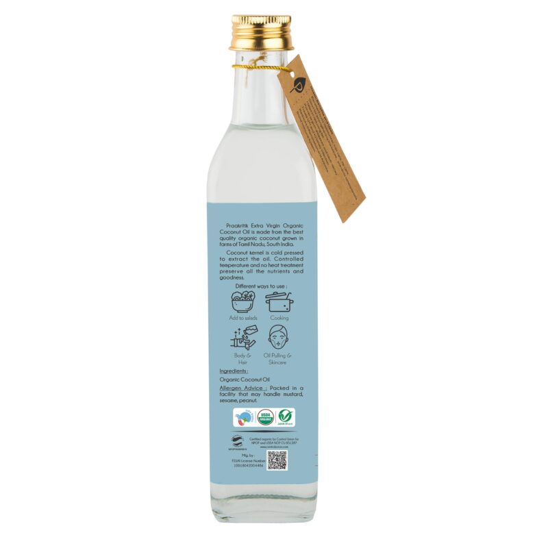 Praakritik Organic Extra Virgin Coconut Cold Pressed Oil 500ml | Highly Moisturising and Nourishing| Good for Digestion | Maintains Oral Health | Rejuvenates Cracked skin and Lips - Image 7