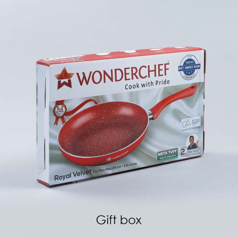 Royal Velvet 24cm Wok with Lid Red|  Induction bottom | Soft-touch handles | Virgin grade Aluminium | PFOA and Heavy metals free | 3 mm Thickness | 2 years warranty| Aqua - Image 4