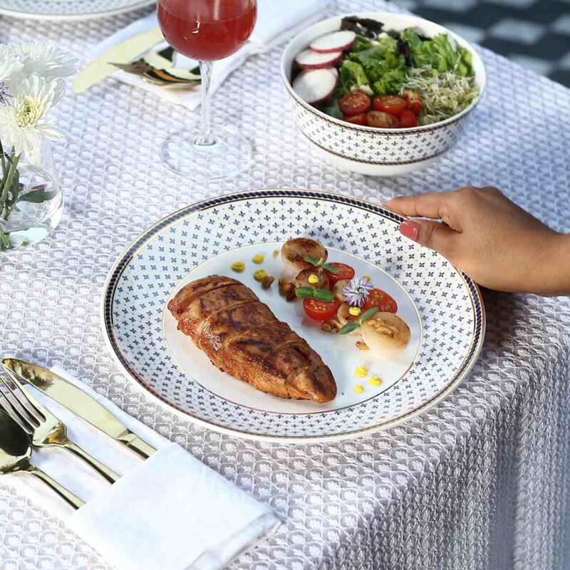 Sicilia Fine Bone China 10" Dinner Plate - Royal Blue - Set of 2 Pcs - Image 5