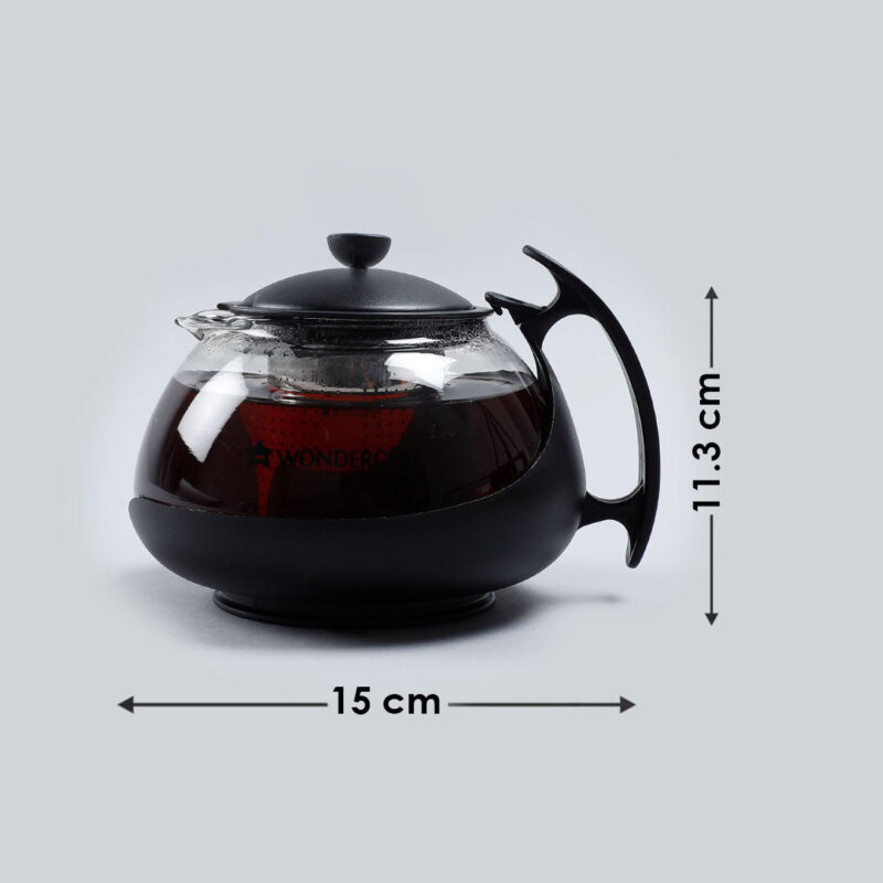 Piccolo Glass Tea Infuser with Plunger, 750ml, Black, Stainless Steel Mesh Filter - Image 6