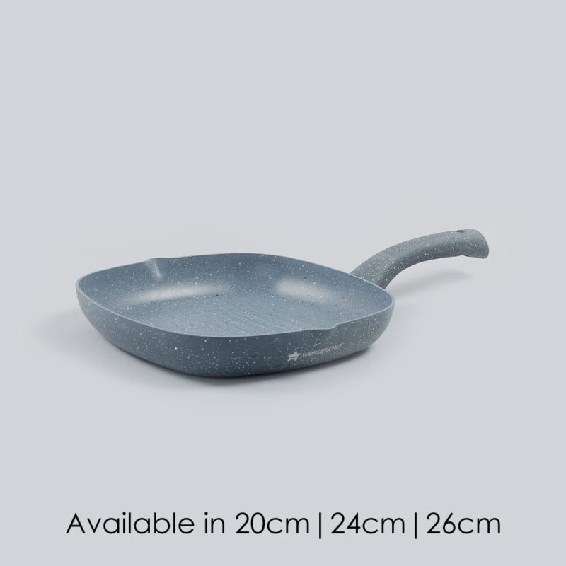Granite Non-Stick 24cm Grill Pan | Soft-Touch Handles | Virgin Aluminium | PFOA and Heavy Metals Free | 3.5mm Thickness | 1.8 litres | 2 Year Warranty | Grey - Image 8