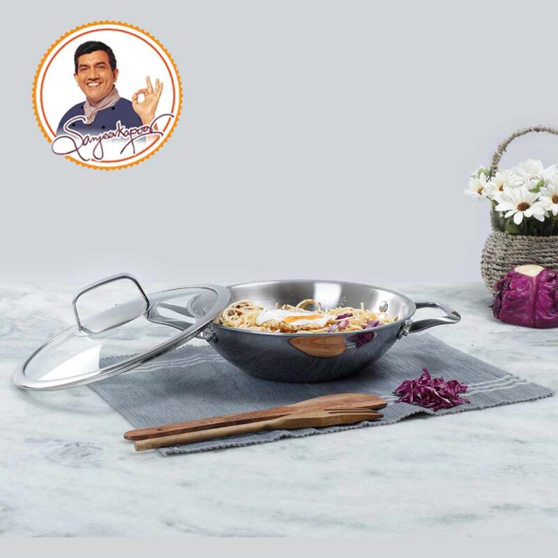 Stanton 28 cm Non-stick Kadhai/Kadai with Lid - 3.4 Litre | 3 ply steel - Image 6