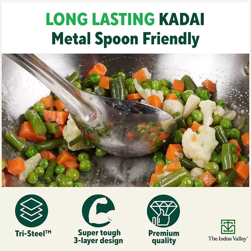 TurboCuk Tri-ply Stainless Steel Kadai+ Steel Lid, Premium Quality, 3 Layer Thick Body, 100% Toxin-free, Non-stick, Induction & Gas, 3L/3.5L/3.9L/4.5L - Image 8