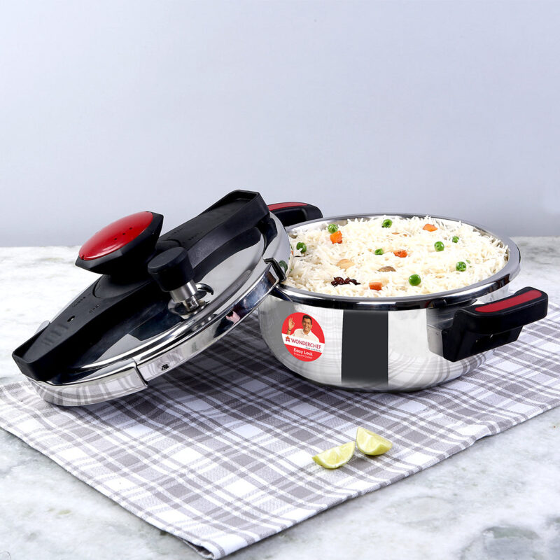 Easy Lock Stainless Steel 3L Outer Lid Pressure Cooker | Induction Compatible | Tri-Ply Bottom | 5-Year Warranty | Free Glass Lid | Silver - Image 7