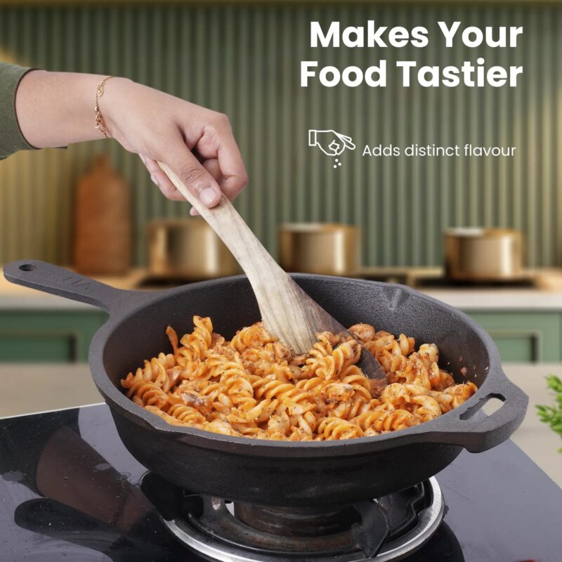 CASTrong Cast Iron Cookware Set: Free ₹400 Tadka Pan + Cast Iron Tawa With Handle (Pre Seasoned) + Cast Iron Kadai Wok Model + Cast Iron Fry Pan, Kitchen set for Home, 100% Pure, Toxin-free - Image 6