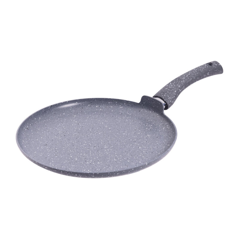 Granite Non-stick Cookware Set, 4Pc (Fry Pan with Lid, Wok, Dosa Tawa), Induction Bottom, Soft-touch Handles, Virgin Grade Aluminium, PFOA/Heavy metals free, 3.5mm, 2 years warranty, Grey - Image 6
