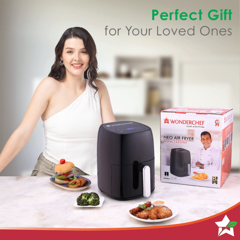 Neo Digital Air Fryer | Rapid Air Technology | 6 Pre-Set Menu Options | Temperature and Time Control | Automatic Shut-Off | Compact Design | 4.5 Litres | 1 Year Warranty | 1500 Watts | Black - Image 6