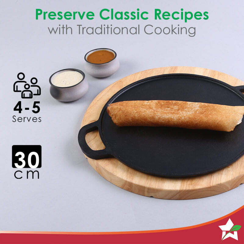 Forza Pre-Seasoned 30 cm Cast-iron Dosa Tawa - Image 7