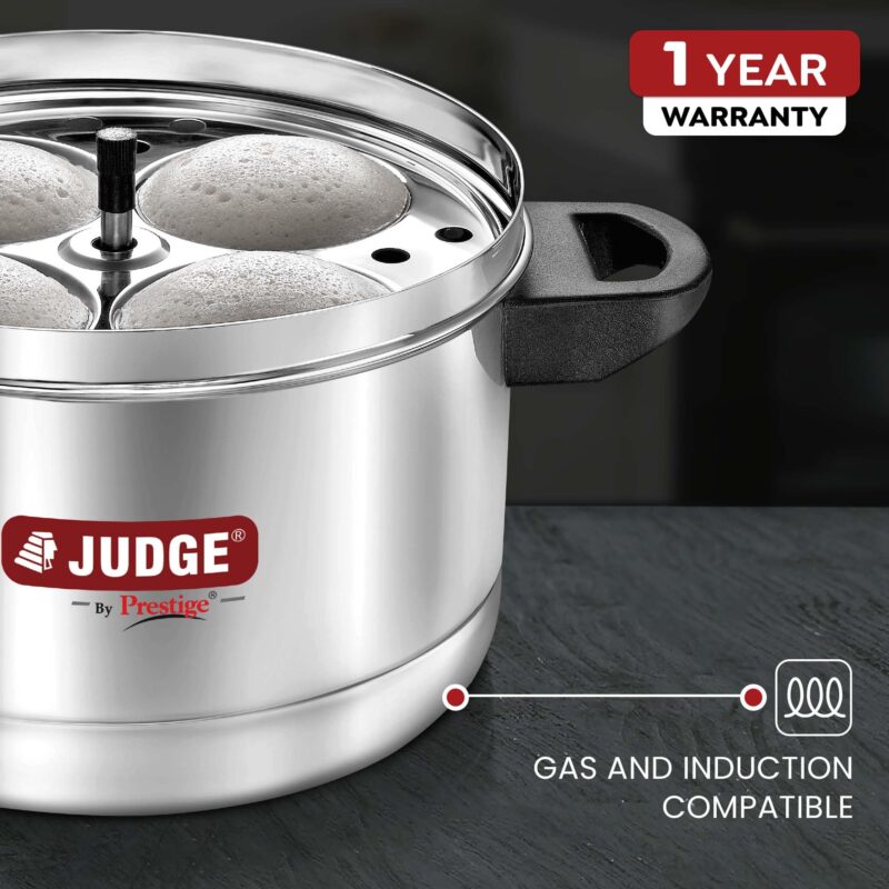 Judge by Prestige Stainless Steel Idli Cooker with 4 Plates,1 Liters - Image 2