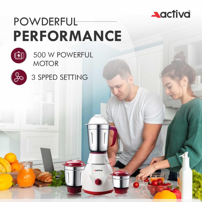 Activa Pluto 3 Jar 500 Watt Mixer Grinder With Coral 750 Watt Dry Iron come with 2 year warranty - Image 4