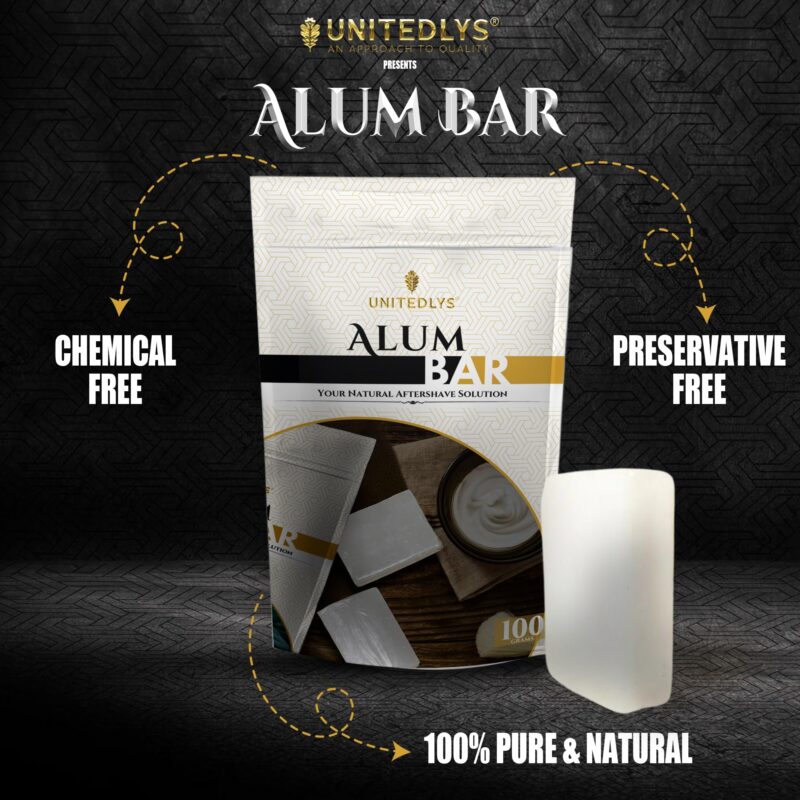 Unitedlys Alum Stone Bar 100g with Travel Case| Natural Fitkari Stone for Skin Tightening & Water Purification | Crystal White Alum Bar for Underarms & Shaving | Gentle & Effective Phitkari Stone Bar - Image 6