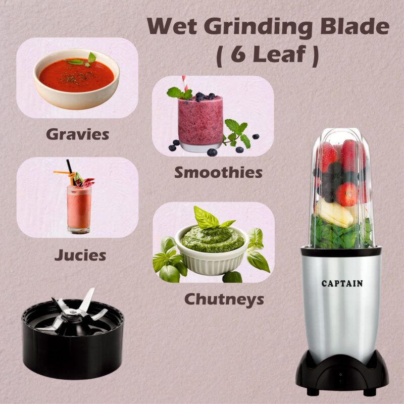 Captain Nutri Blender 500W - Copper (2 Jars & 2 Blades, Silver) - Image 3