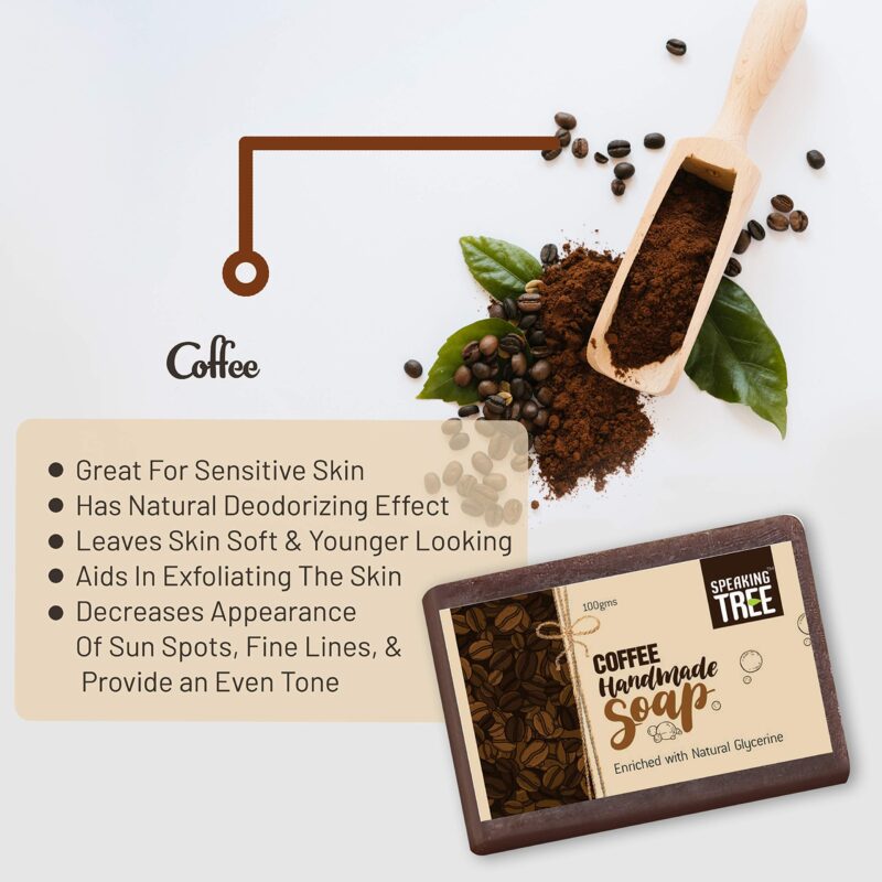 Speaking Tree Exfoliating Coffee Handmade Soap With Refreshing Aroma For Perfectly Clean, Brightening Skin (100 g) - Image 3