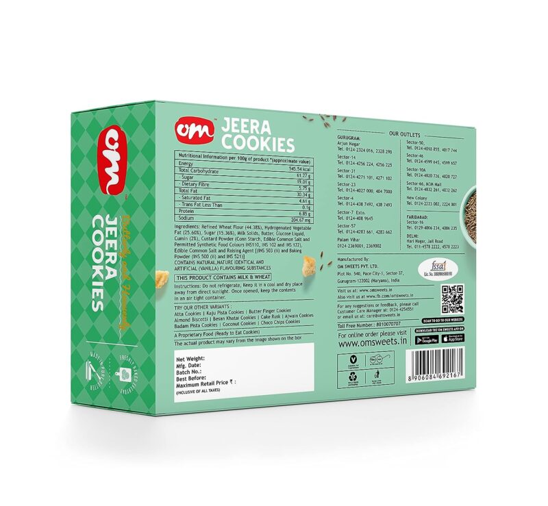 Om Sweets and Snacks Jeera Cookies - 350G - Image 2