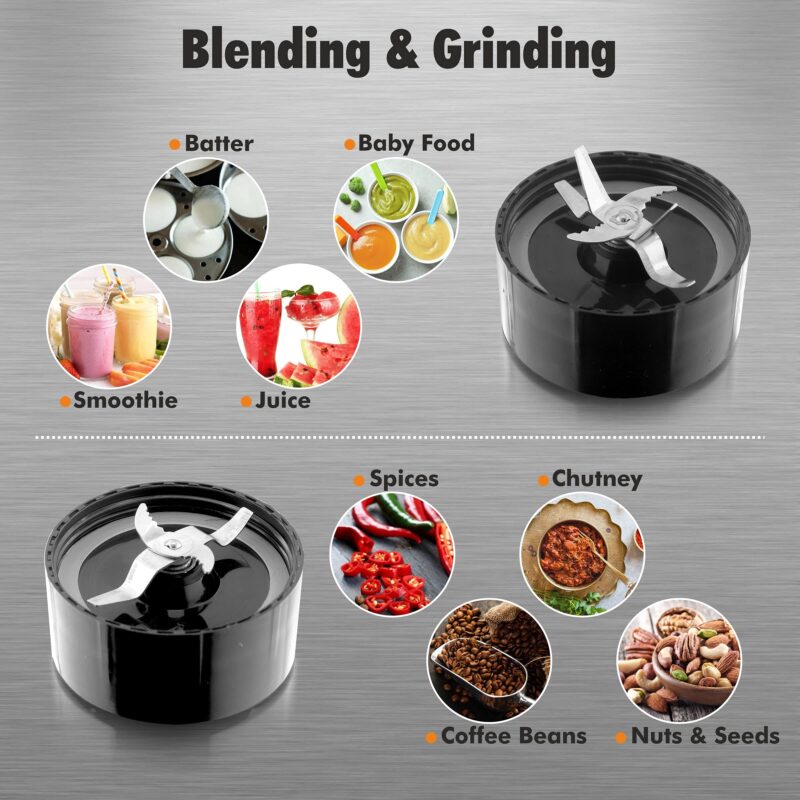Cookwell Bullet Mixer Grinder (5 Jars, 3 Blades, Silver) - Copper, 600 Watts - 2 Year Warranty - Image 5