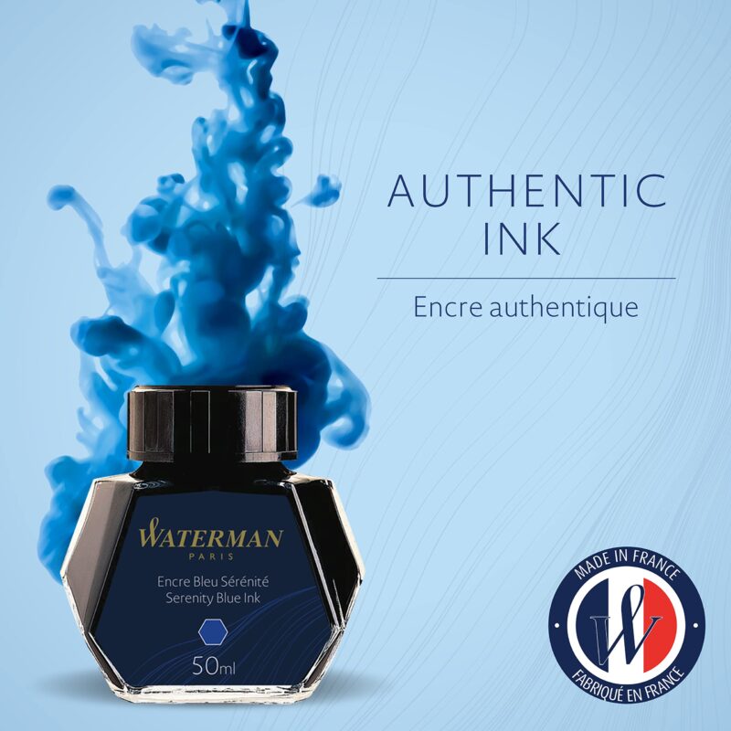 Waterman 50 ml Bottled Liquid Fountain Pen Ink, Serenity Blue (S0110720) - Image 9