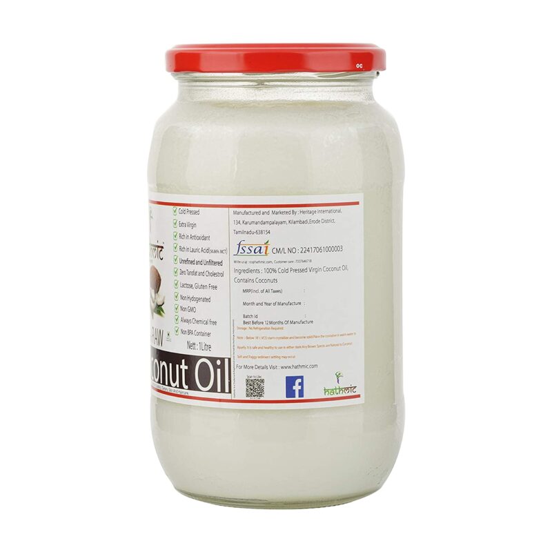 HATHMIC Raw Extra Virgin Coconut Oil (Cold Pressed)1000ml - Image 6