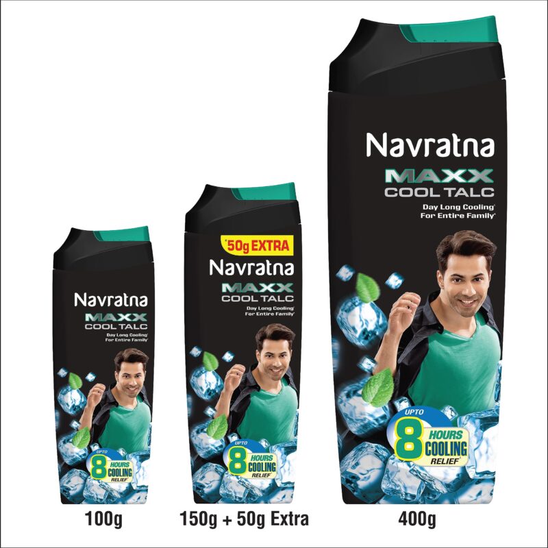 Navratna Maxx Cool Talc | Talcum Powder | Body Odour Protection & Strong Cooling Effect | Long Lasting Freshness & Fragrance, 400gm - Image 3