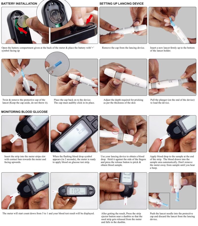 Control D Blood Glucose Monitor (Pack of 25 Strips, White) - Image 4