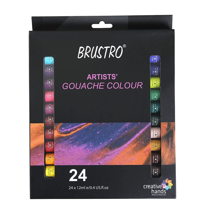 BRUSTRO Artist's Gouache Colour | Set of 24 Colors X 12ml Tubes |Perfect for Watercolor paper,Infinite Blending,Non-Toxic,Highly Pigmented,Ideal for Professional Artists,Graphic Designers,Illustrators - Image 7