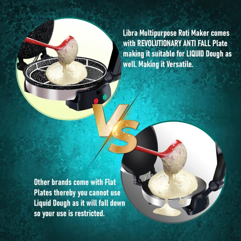 Libra Multipurpose Roti Maker electric automatic | chapati maker electric automatic | roti maker machine with 950 Watts for making Roti/Chapati/Parathas - Stainless Steel - Image 5