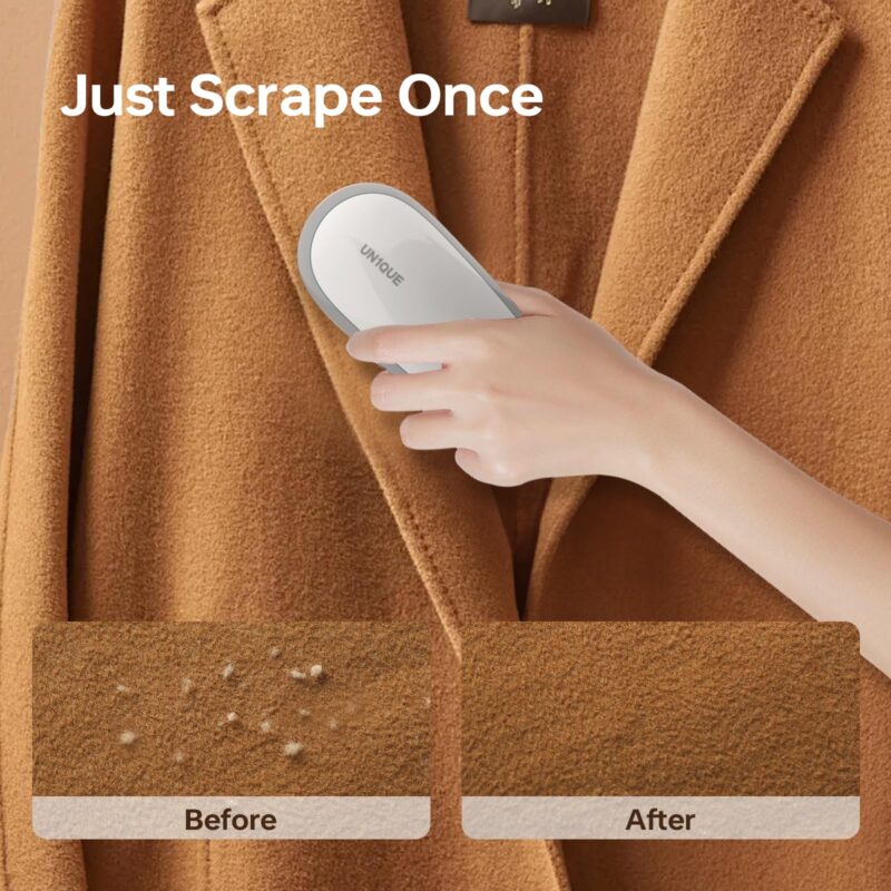 UN1QUE Rechargeable Lint Remover, Six-Blade Design Lint Remover for Clothes, USB Charging Port, Supports Cordless Use, Lint Remover for Woolen Clothes, Blankets, Sofas, Curtains, etc.-White - Image 5