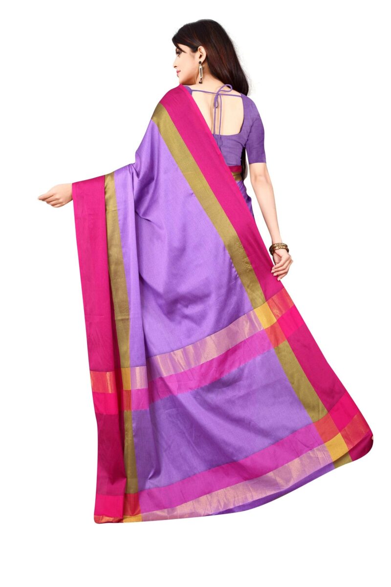 Leriya Fashion Soft Cotton & Silk Saree For Women Half Sarees Under 349 2020 Beautiful For Women saree free size with blouse piece (Purple) - Image 5