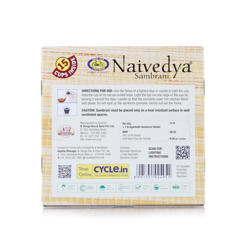 Cycle Pure Naivedya Sambrani Dhoop Cups for Pooja (75 pcs) | Havan Cups for Pooja, Home & Festivals | Natural Guggal Dhoop Original | Dhoop Cones | Pack of 5 (15 Cups/Pack + 1 Burner Plate/Pack) - Image 3