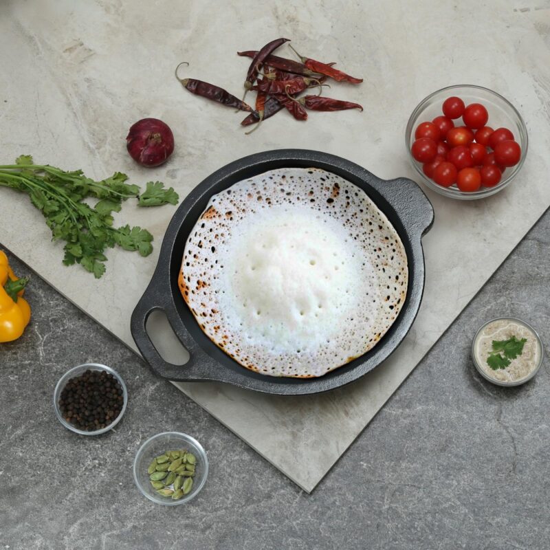 EUGOR from House of TheHealthyCliQ Cast Iron Appa Chatti/Appam Pan/Appam Patra/kallu Pre- Seasoned with Organic Cooking Oil (APPAM) - Black - Image 9