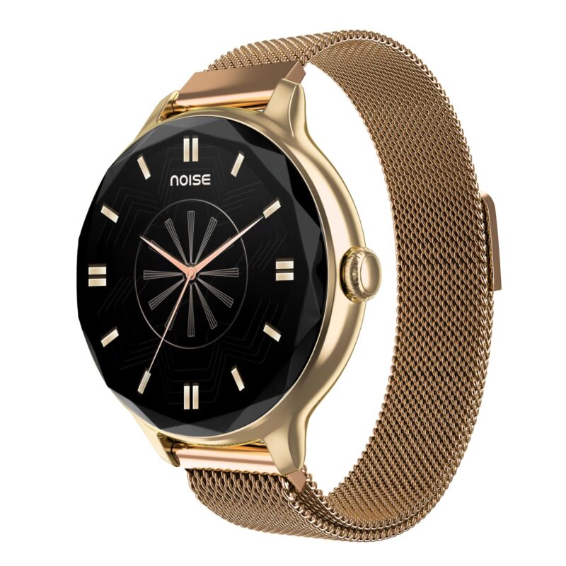 Noise Diva Smartwatch with Diamond Cut dial, Glossy Metallic Finish, AMOLED Display, Mesh Metal and Leather Strap Options, 100+ Watch Faces, Female Cycle Tracker Smart Watch for Women (Gold Link) - Image 6