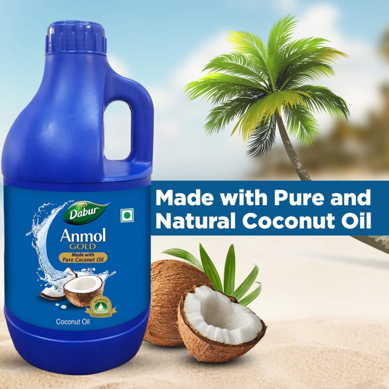 Dabur Anmol Gold 100 % Pure Coconut Oil - 1L | Natural | Nariyal Tel | Handpicked Sundried Coconuts | Multipurpose Oil - Image 6
