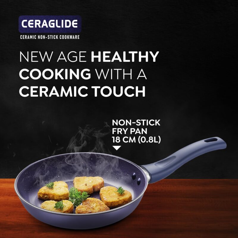 Prestige Ceraglide Ceramic Coated 18 cm Non-Stick Fry Pan | Consumes Less Oil | Preferred for High Heating & Even Heating | Stain-Resistant | Gas & Induction Compatible - Image 6